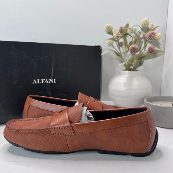 Alfani Iker Penny Driving Loafers Tan Slip On Shoes 100120994 Men's US 9.5 M NWB - Picture 6 of 10